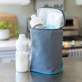 TwoCOOL Double Bottle Cooler, grey teal with bottle and ice pack inside