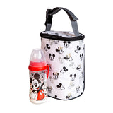 Disney Baby TwoCOOL Double Bottle Cooler, Mickey Minnie Ivory with bottle sitting next to it