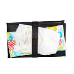 Full Body Changing Pad, black with diaper and wipes in strap