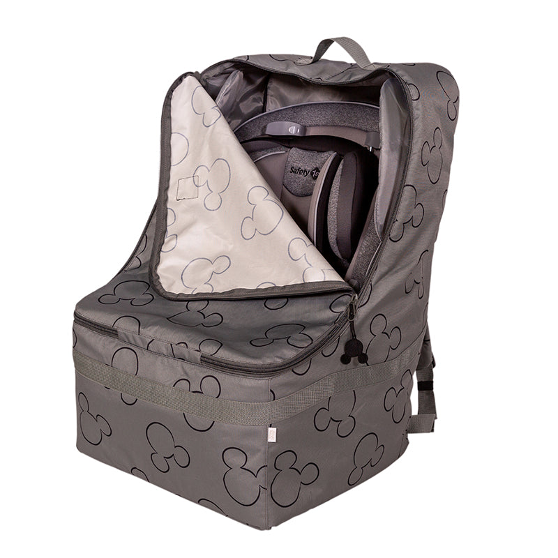 J.L. Childress Disney Baby Ultimate Backpack Padded Car Seat Travel Bag, Grey