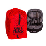 Disney Baby Gate Check Travel Bag for Car Seats sitting next to car seat