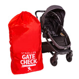 Gate Check Travel Bag for Single and Double Strollers sitting next to stroller
