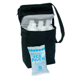 6 bottle cooler, grey chevron open with 6 bottles inside
