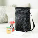Disney Baby 6 Bottle Cooler, Mickey Black with bottle and food jar sitting next to it
