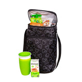 Disney Baby 6 Bottle Cooler, Mickey Black with top cooler section open and snacks inside