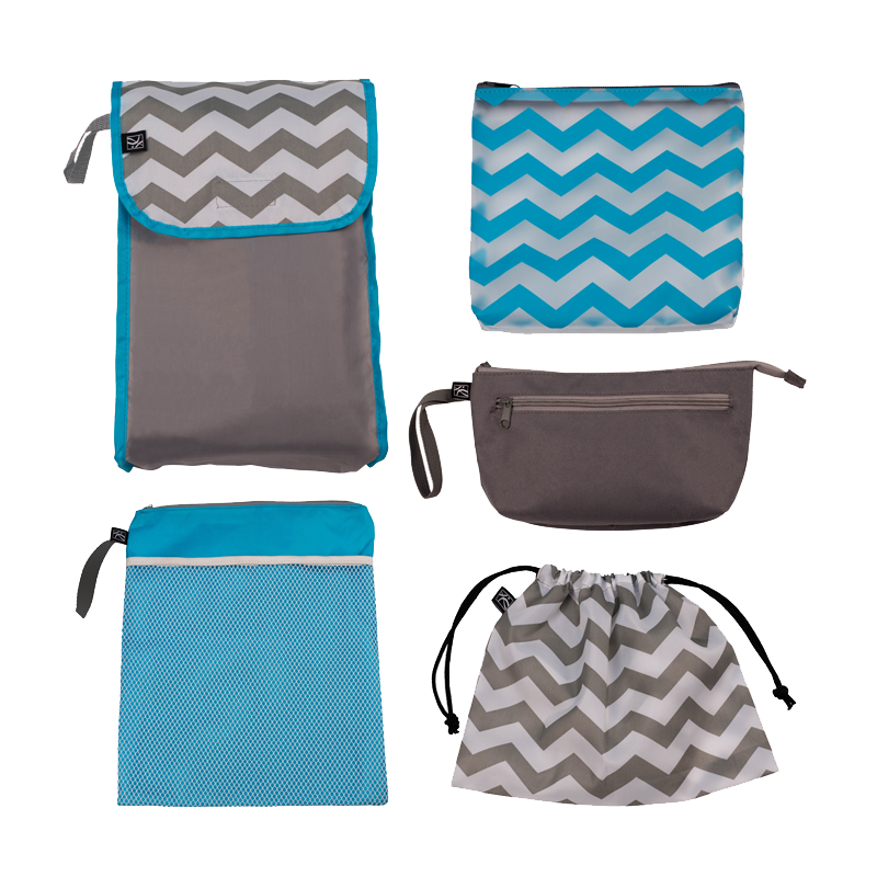 J.L. Childress 5 in 1 Diaper Bag Organizer Grey Chevron