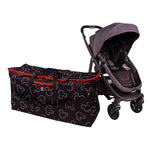 Disney Baby Single & Double Stroller Travel Bag, Mickey Black sitting next to stroller