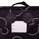 Close up picture of Mickey shaped ID tag on the Disney Baby Single & Double Stroller Travel Bag, Mickey Black