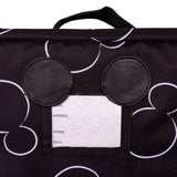 Close up picture of Mickey shaped ID tag on the Disney Baby Single & Double Stroller Travel Bag, Mickey Black