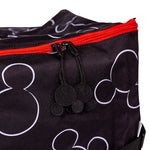 Close up picture of zipper with Mickey shaped tassel on the Disney Baby Single & Double Stroller Travel Bag, Mickey Black