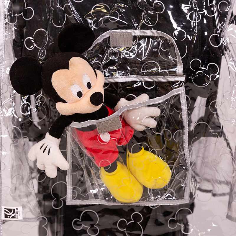 Disney Baby Universal Stroller Weather Shield close up of pocket with Mickey stuffed animal in it
